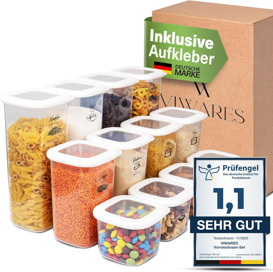 12er-Set Vorratsdosen, Weiss