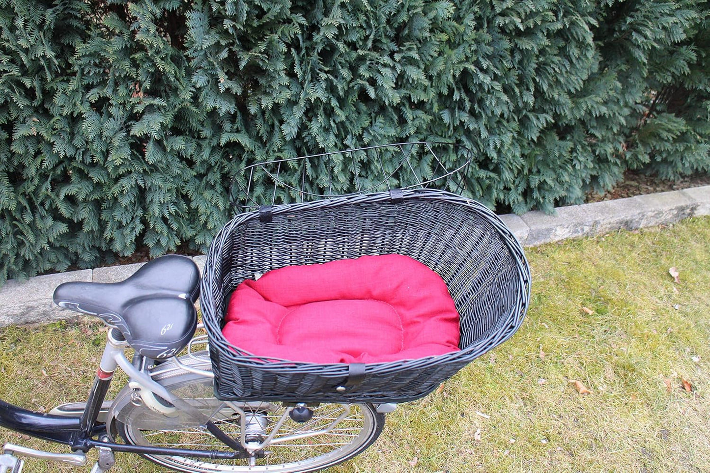 Hundefahrradkorb mit Metallgitter und Kissen, XXL L 60 x B 40 x H 50 cm mit Kissen