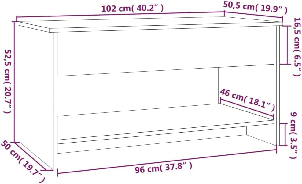 Couchtisch mit Stauraum, Weiß 102 x 50 x 52.5 cm