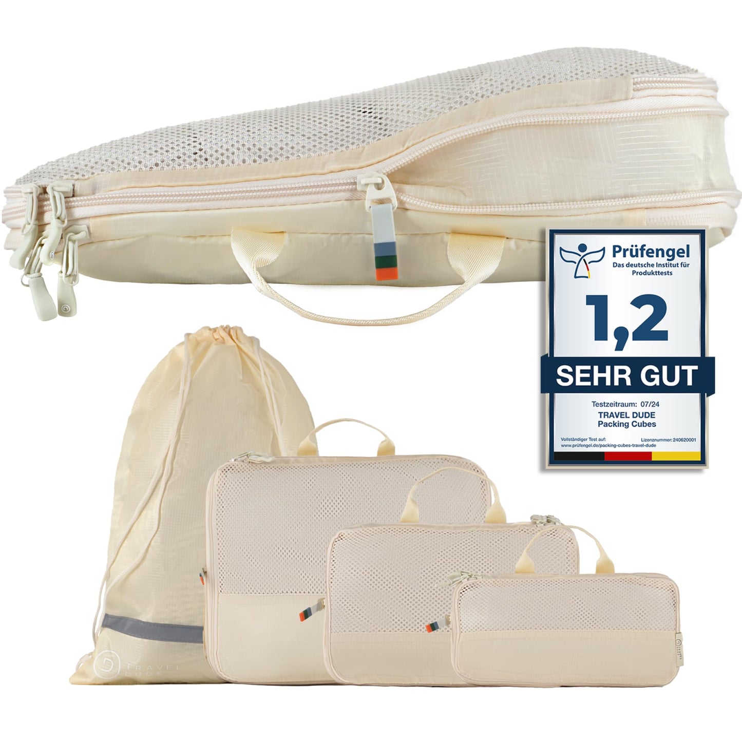 4-teiliges Packwürfel-Set, Sand Beige 4-teiliges Set