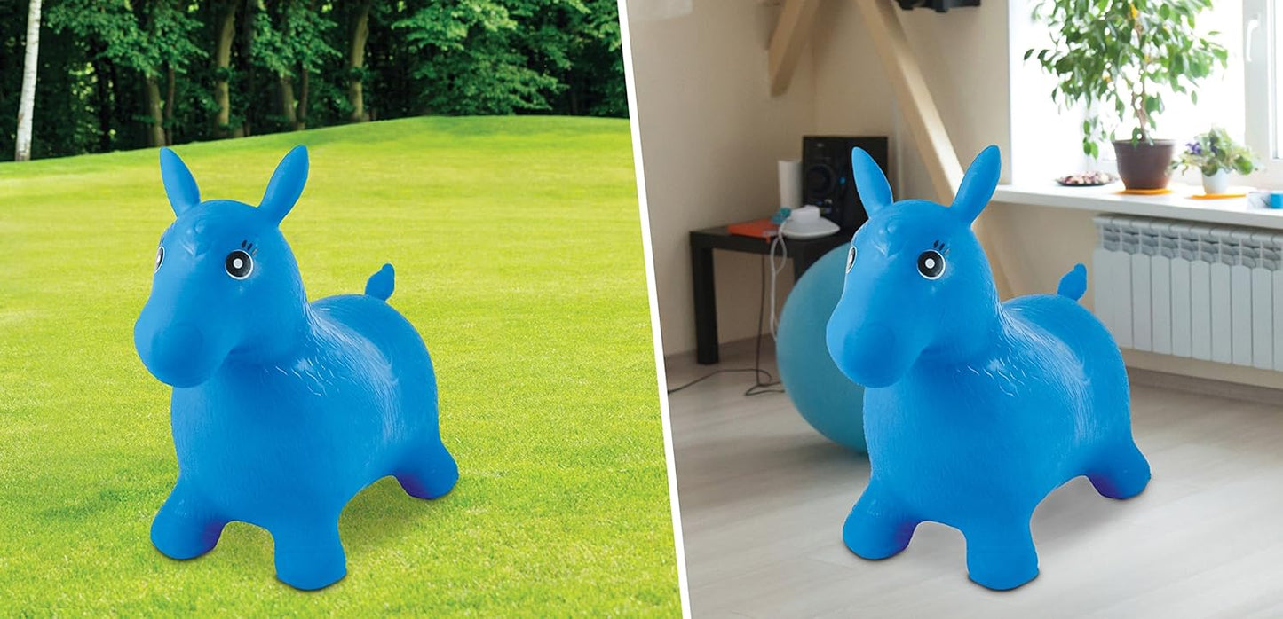 Aufpumpbares Hüpfpferd mit Pumpe, Blaues Pony