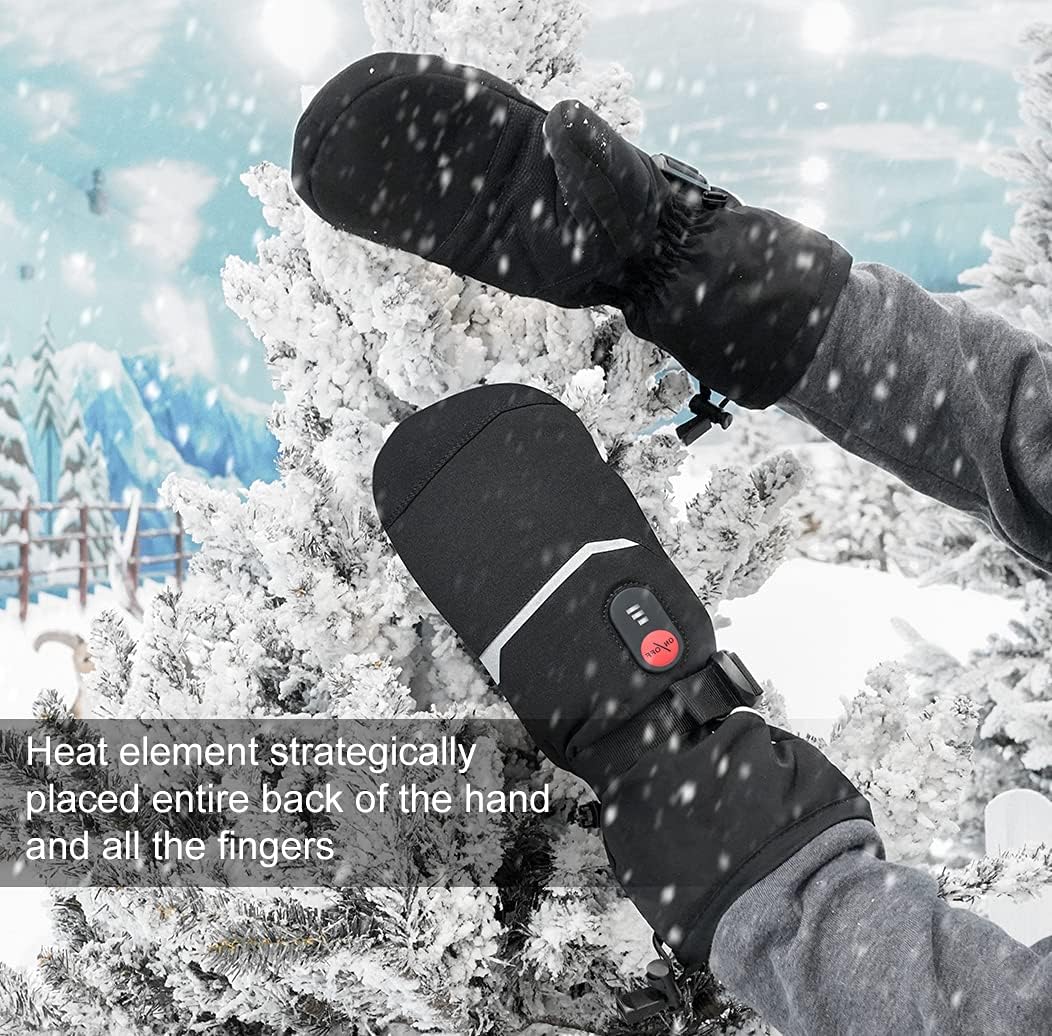 Wiederaufladbare beheizte Ski-Handschuhe für Winteraktivitäten, Schwarz XL