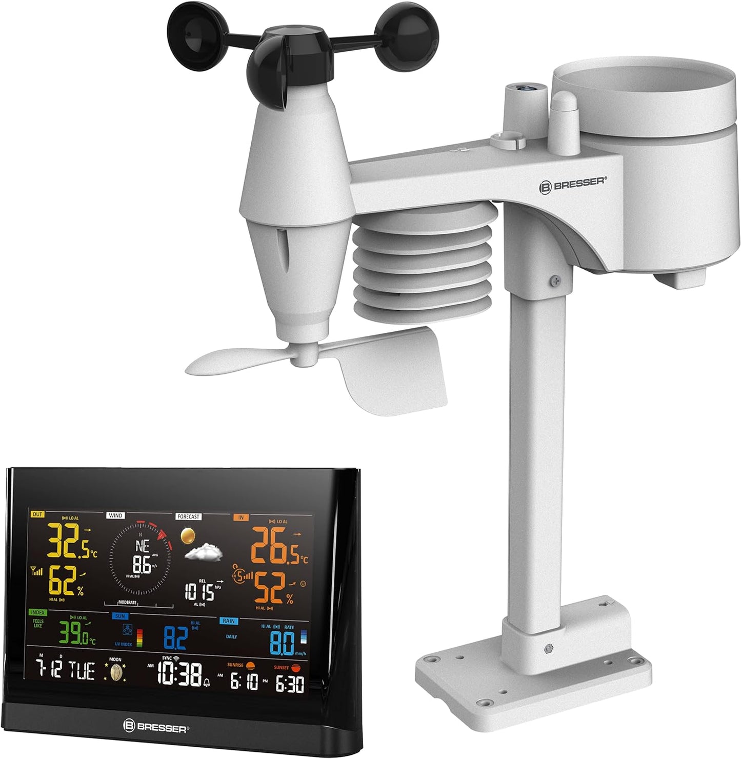 WLAN Comfort Wetterstation, 7-in-1 Wetterstation, schwarz, Single