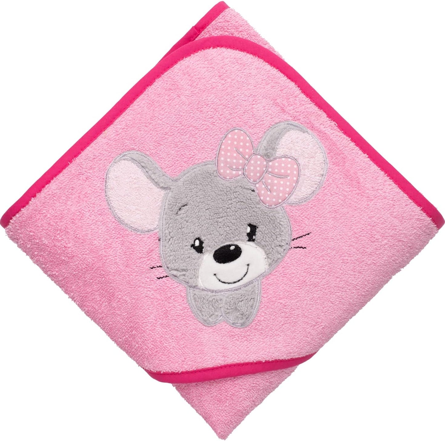 Kapuzenhandtuch für Kinder, Rosa - Maus