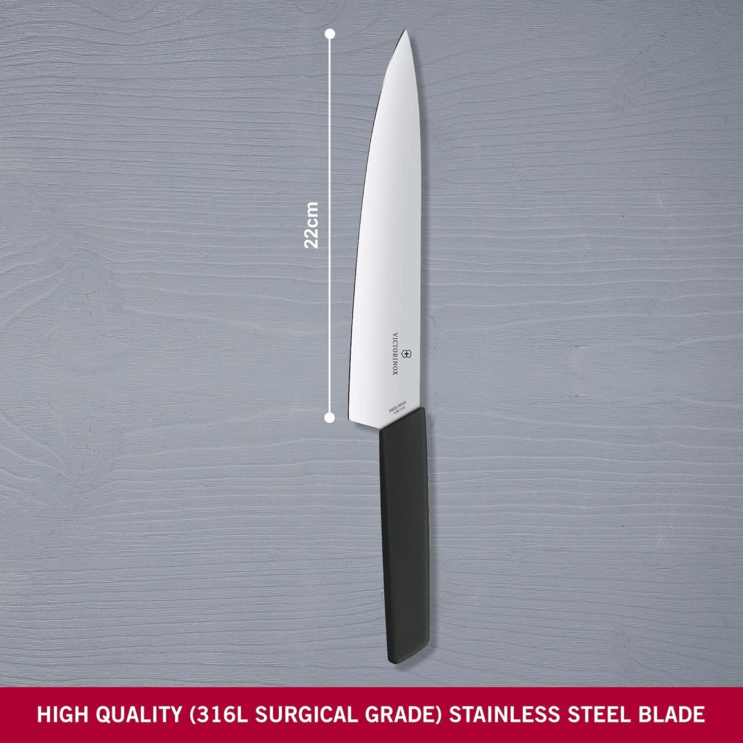 Swiss Modern Tranchiermesser, Schwarz 22 cm