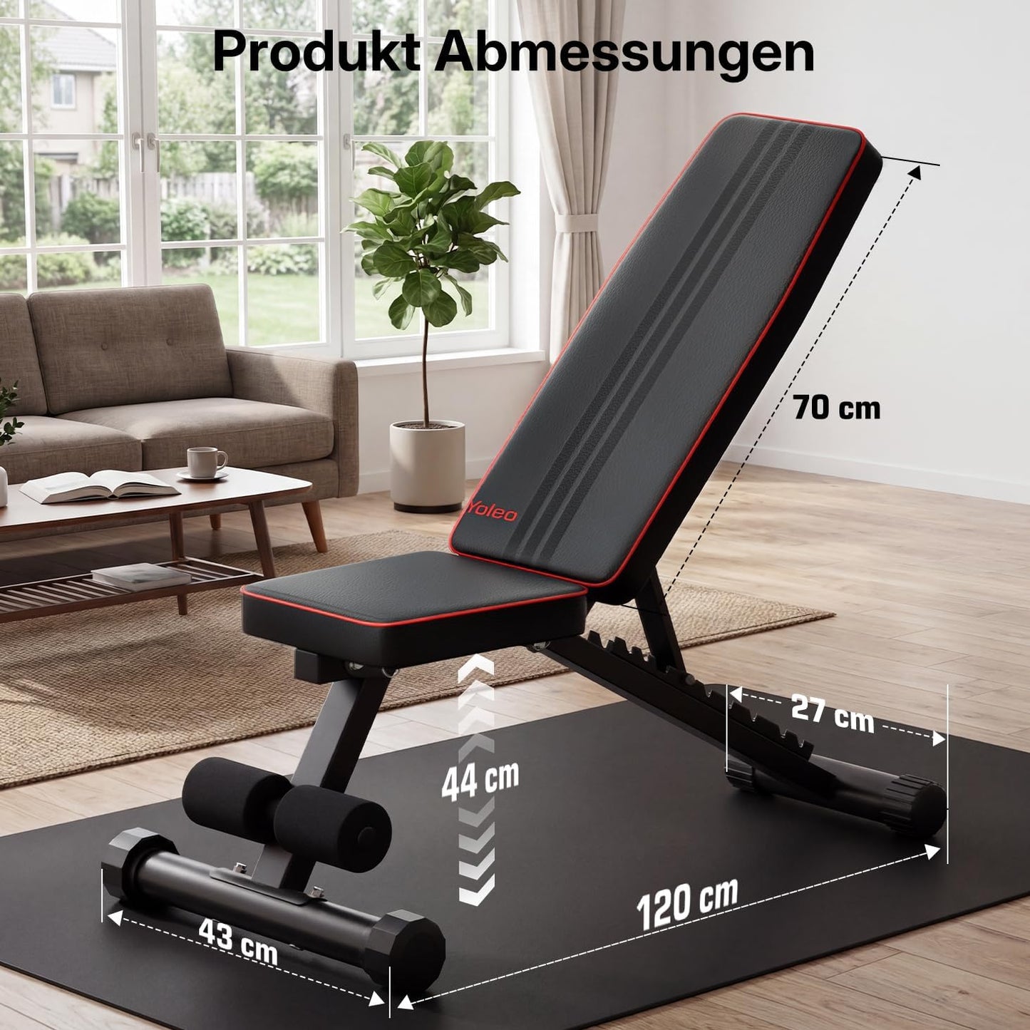Verstellbare Hantelbank, klappbar