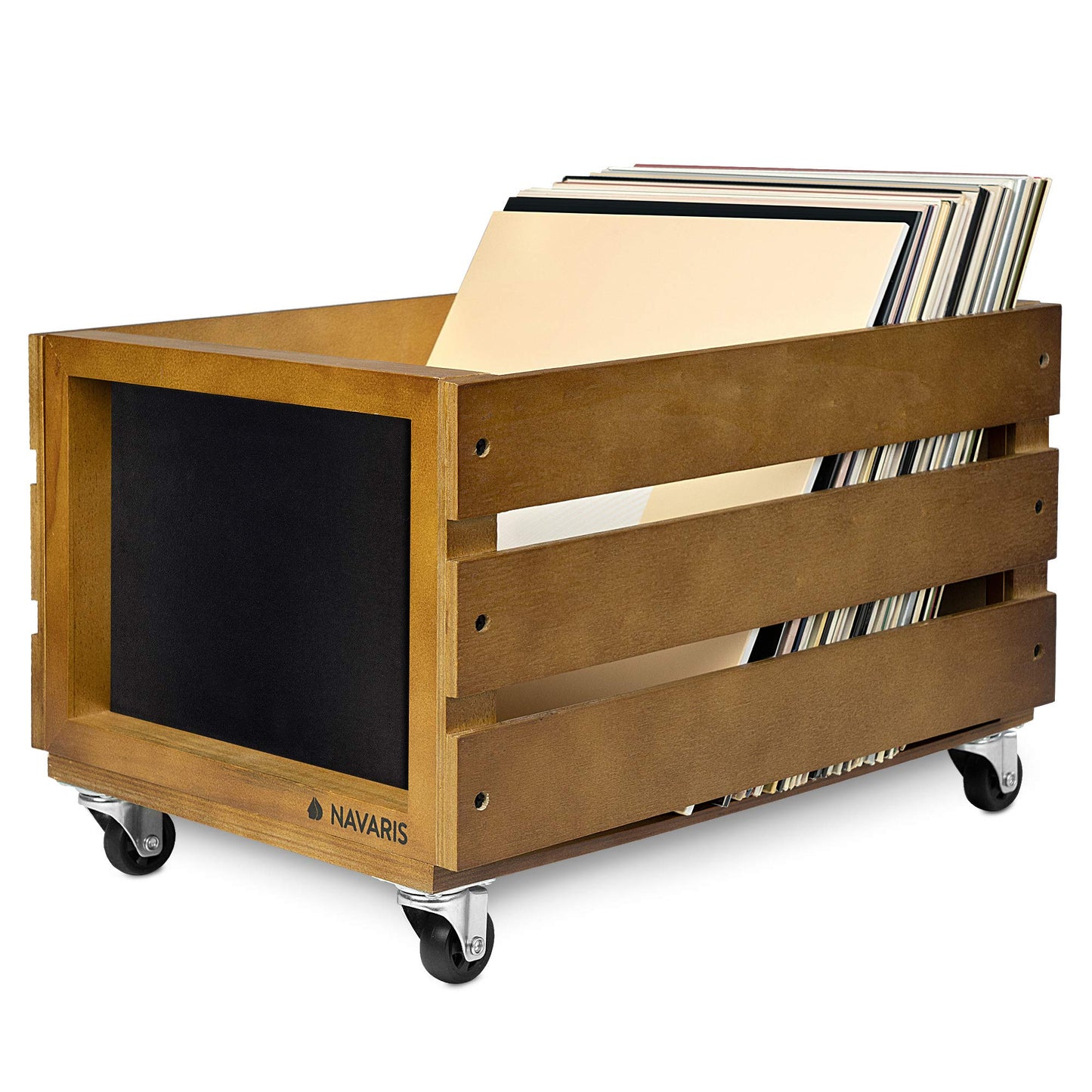 Schallplatten-Kiste mit Kreidetafel, Braun