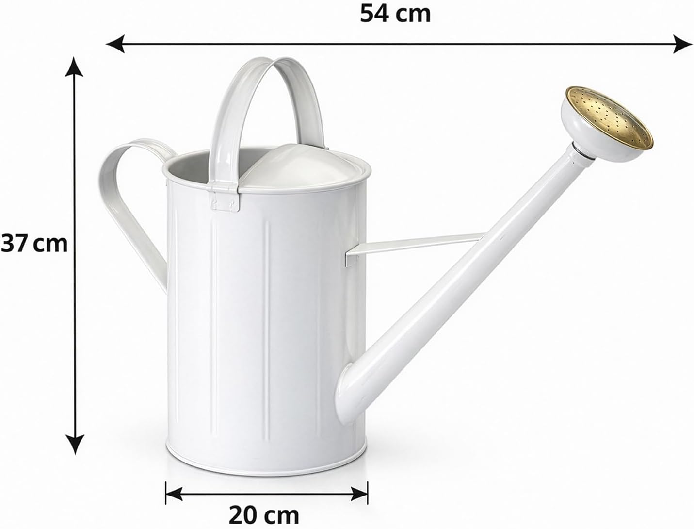 Zinkgiesskanne mit Giessbrause (10 L), Weiss Messing 7 Liter