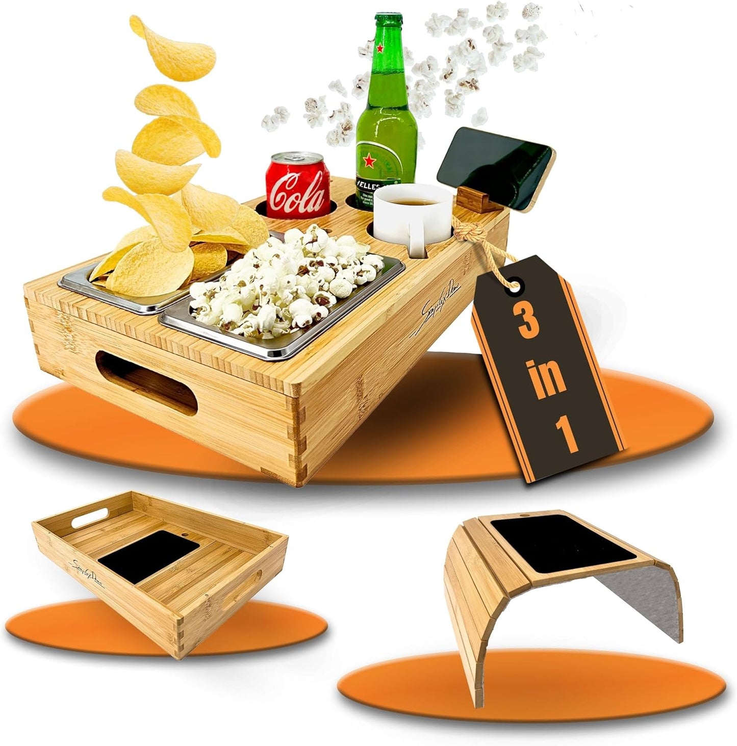 Couchbar Snackbox mit Getränkehalter