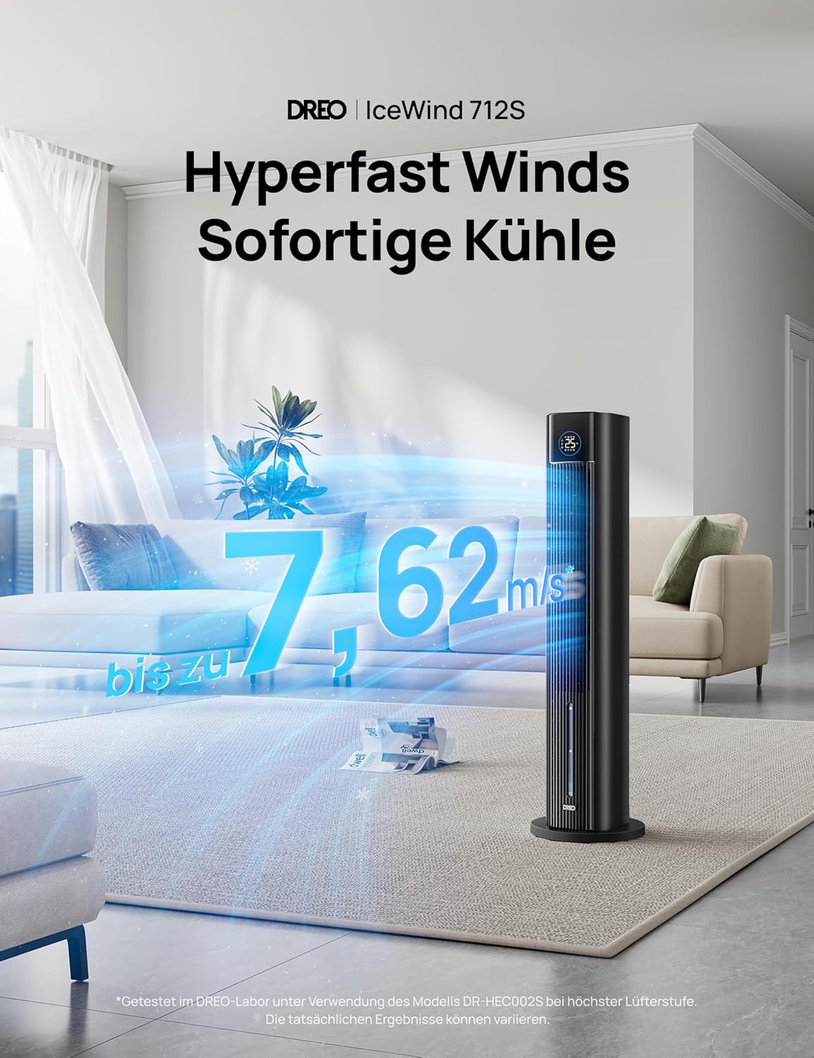Turmventilator mit Wasserkühlung, Schwarz