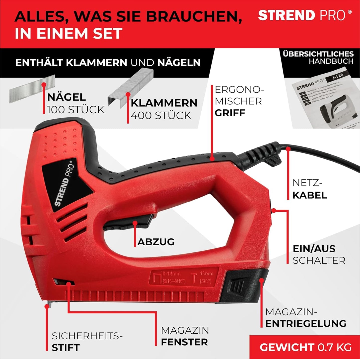 Elektrotacker mit Zubehör, Tacker Typ: KABEL