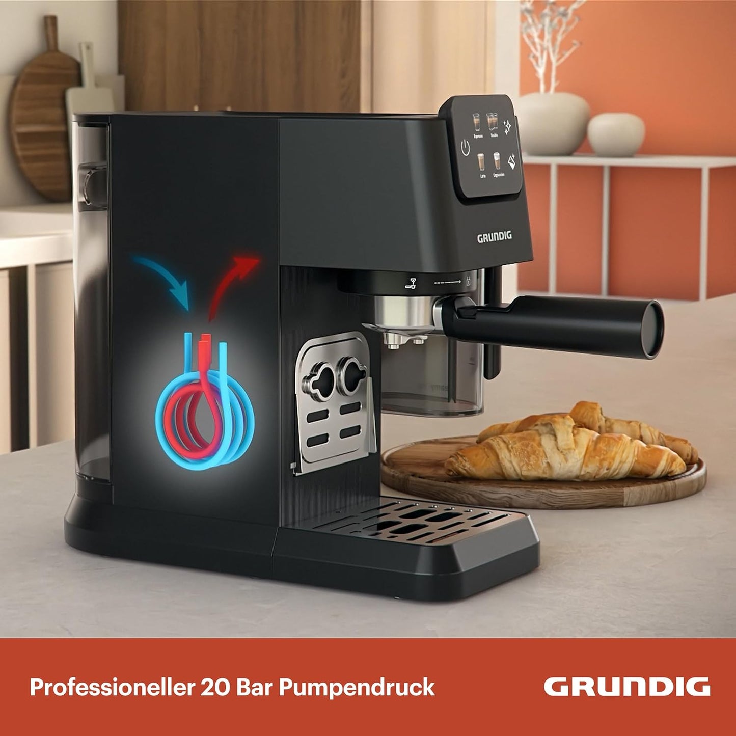 KSM 6430 Siebträgermaschine mit Milchsystem & Zweifachdüse, geeignte für Kaffepads und Kapseln