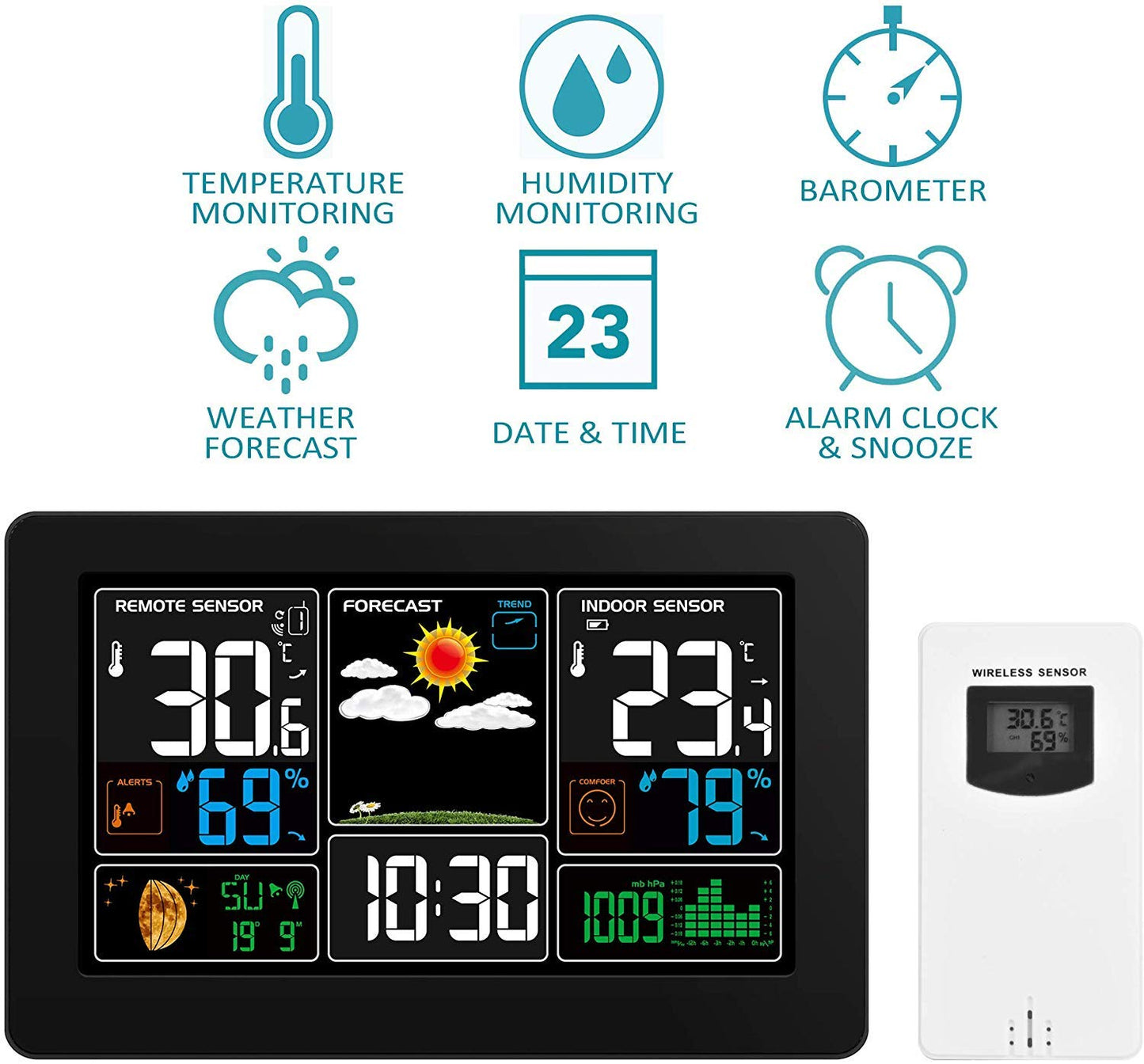 Wetterstation mit Aussensensor, Wetterstation mit weissen Aussensensor