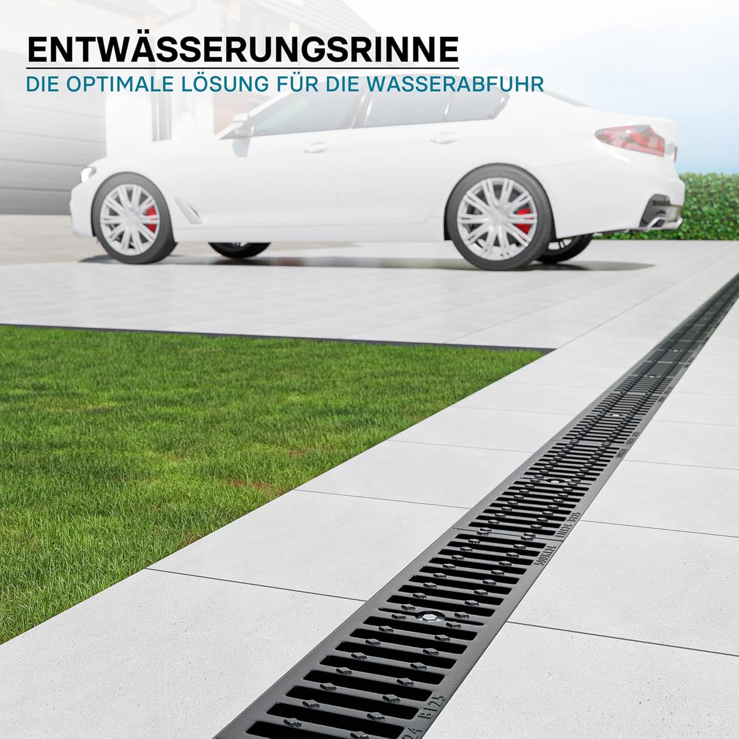 Entwässerungsrinne mit Abdeckrost, 1 m, 12,5 t, Gusseisen 1m, 12,5 t