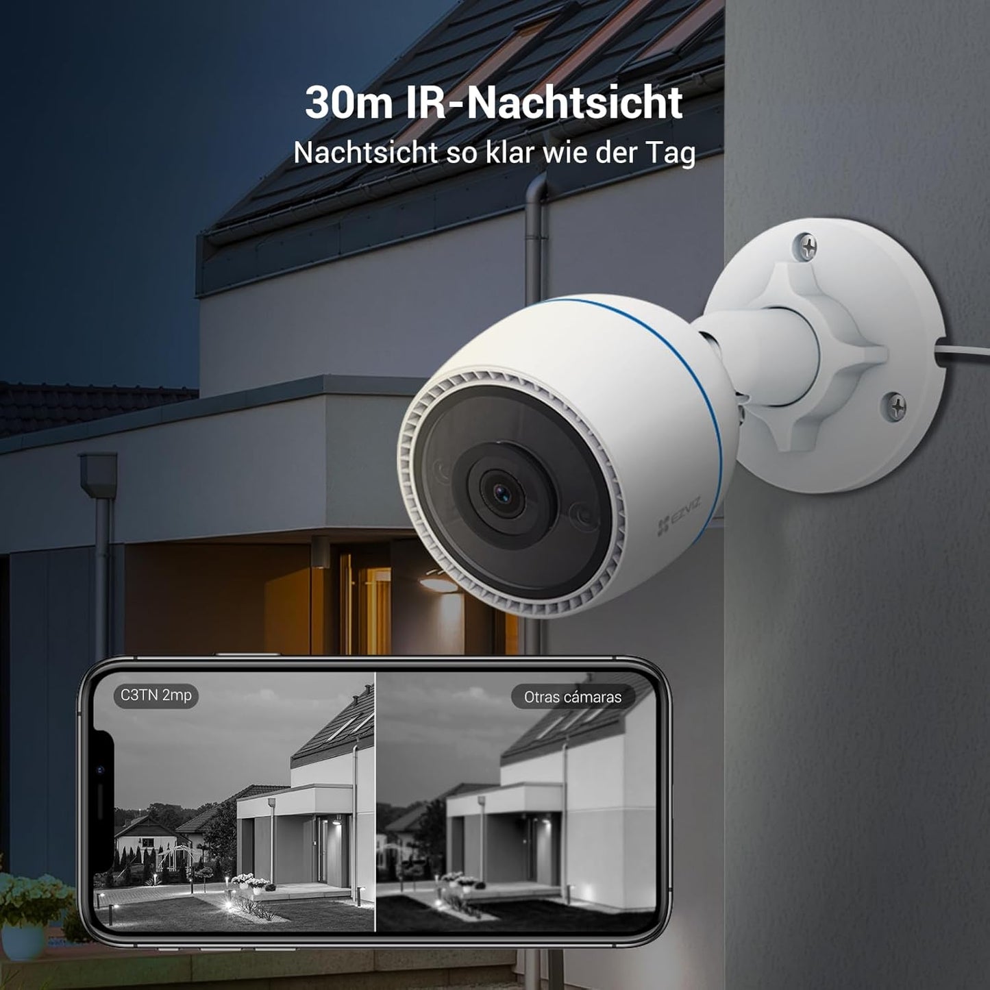 WLAN Überwachungskamera mit Nachtsicht, 2mp mit Audioempfang