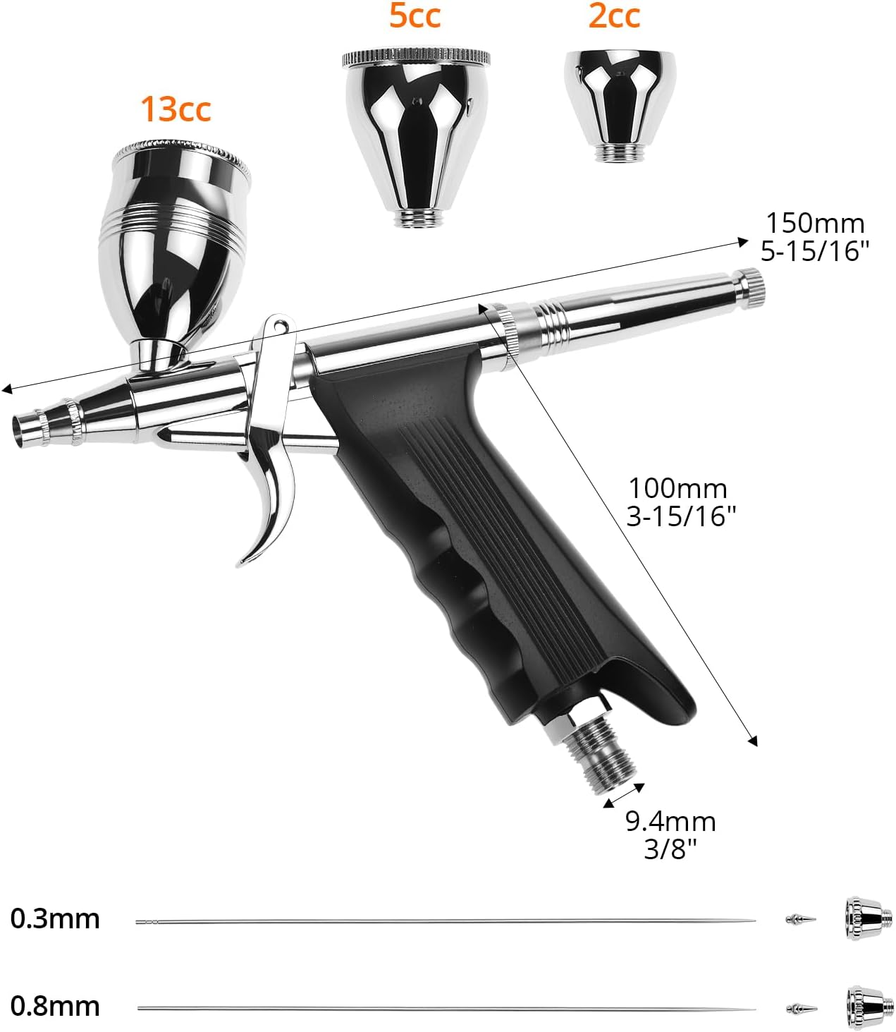 Airbrush-Kit mit Pistole und Düsen, Normale Düse