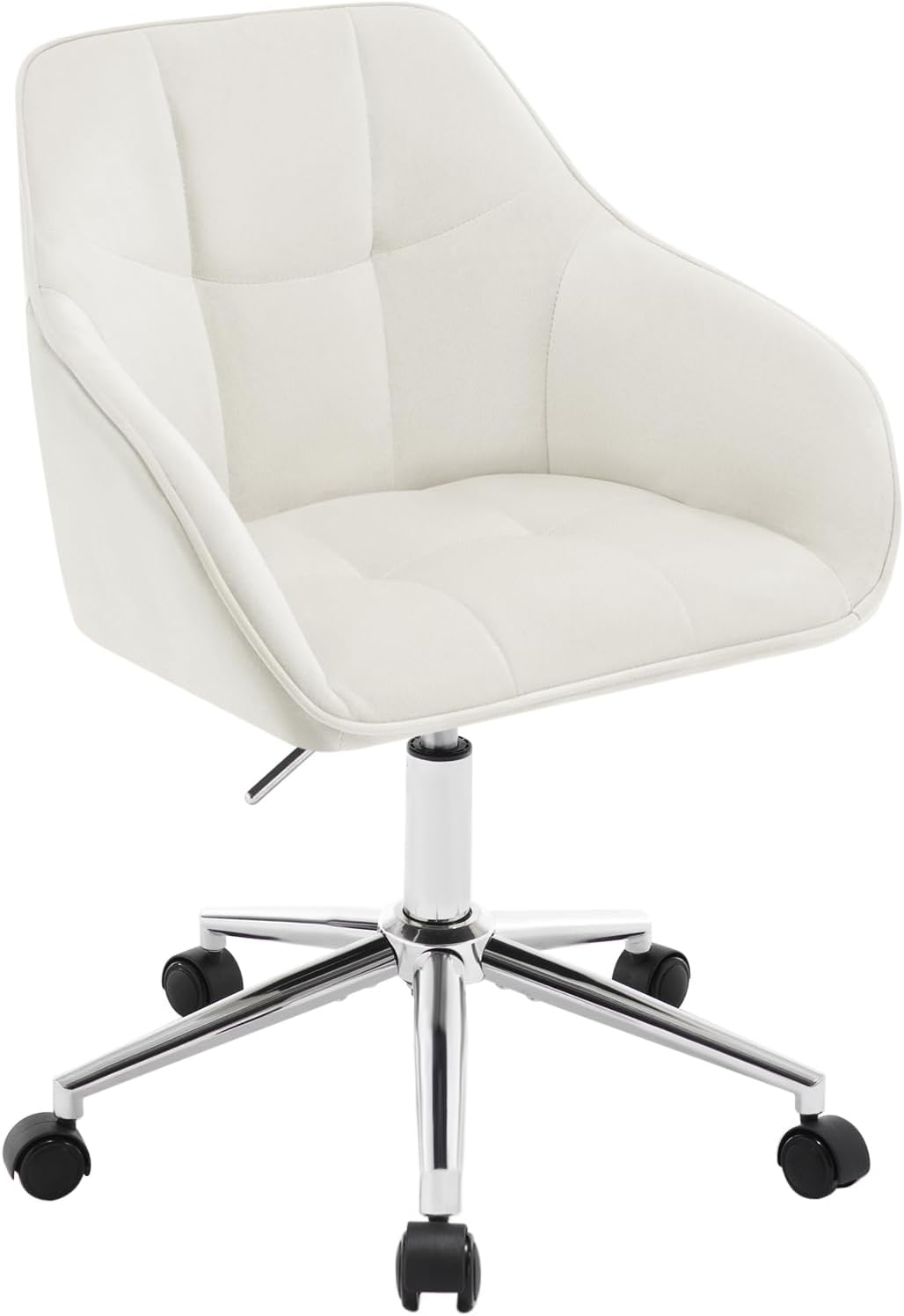 Homeoffice Drehstuhl, Cremeweiß Samt
