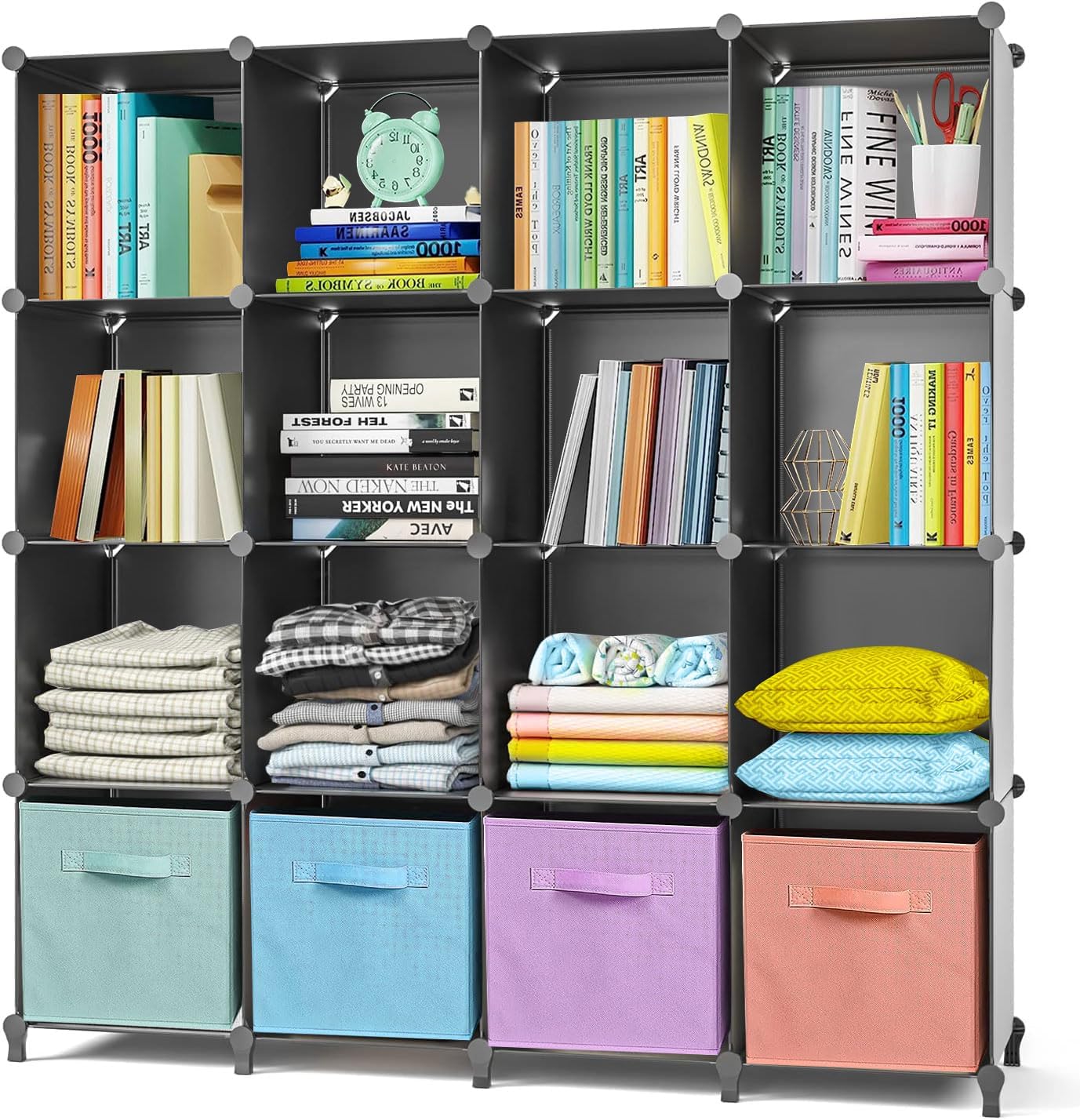 ULPZ017 Kleiderschrank mit 16 Würfeln, Schwarz