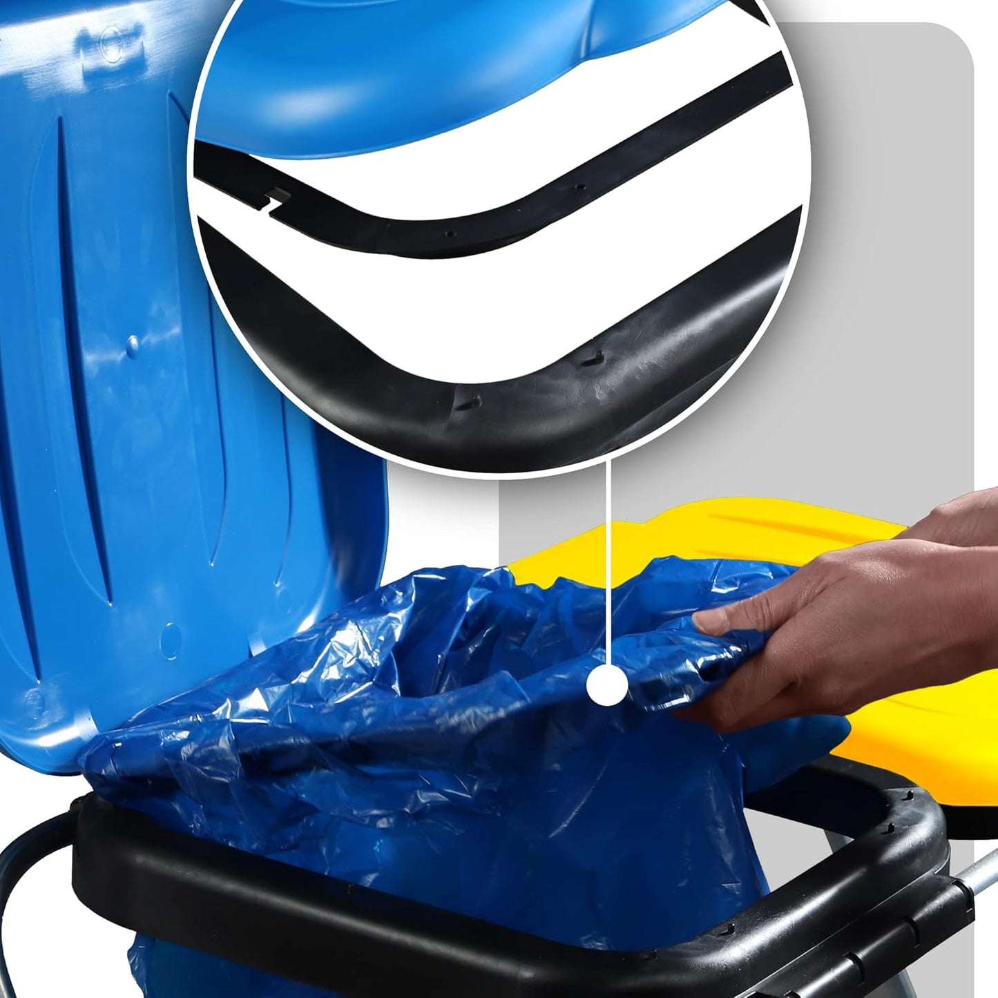 Zweifacher Müllsackhalter für Mülltrennung, Blau-gelb