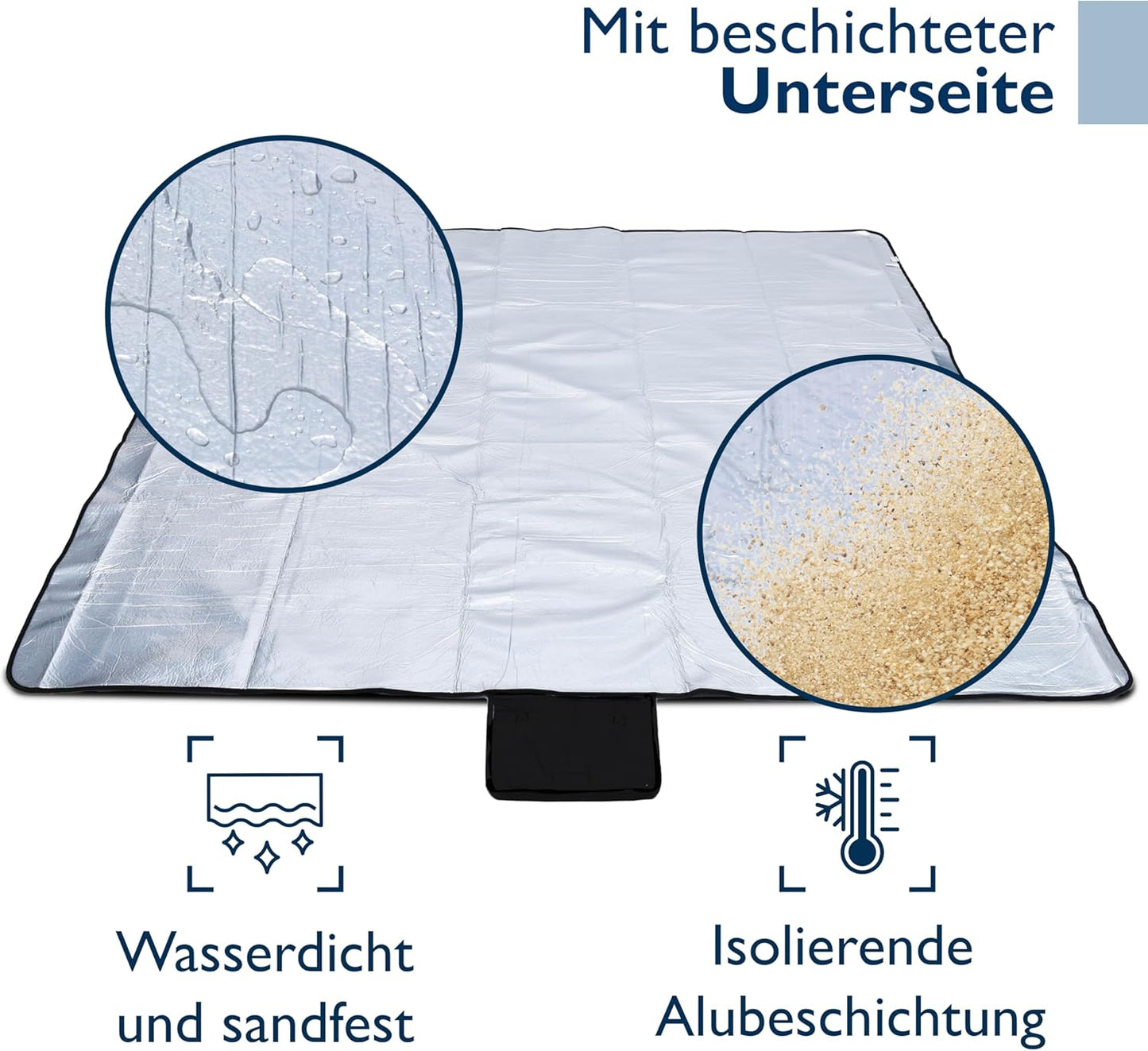 Wasserdichte Picknickdecke, Isoliert, 200x200 cm, Anthrazit