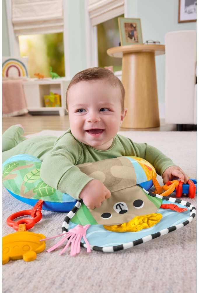 Babyspielkissen mit Beissring und Rassel