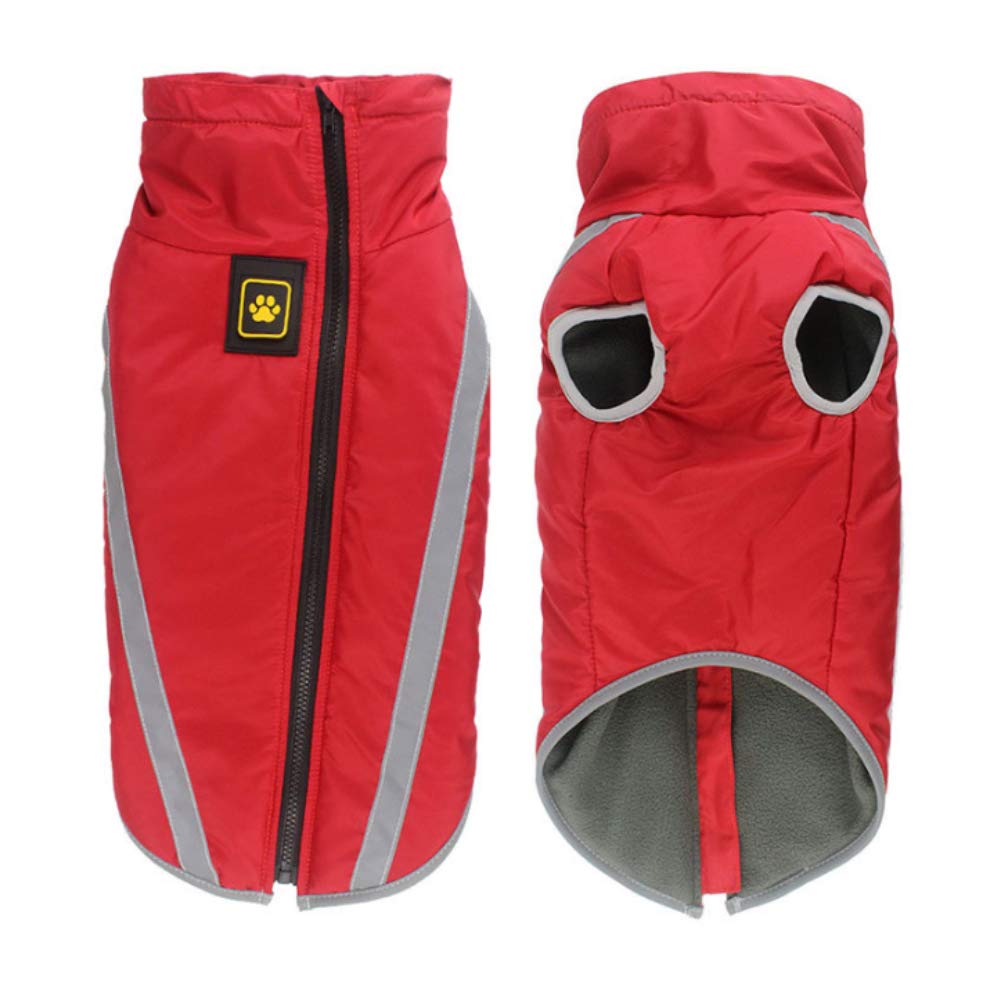 Hundemantel Wasserdicht Fleecegefüttert Winterjacke, Rot XL