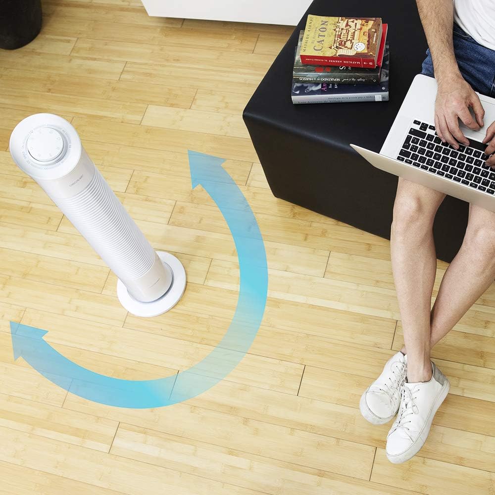 Turmventilator mit Timer und Oszillation, Höhe 30" | Steuerung mit Drehregler ; Weiss