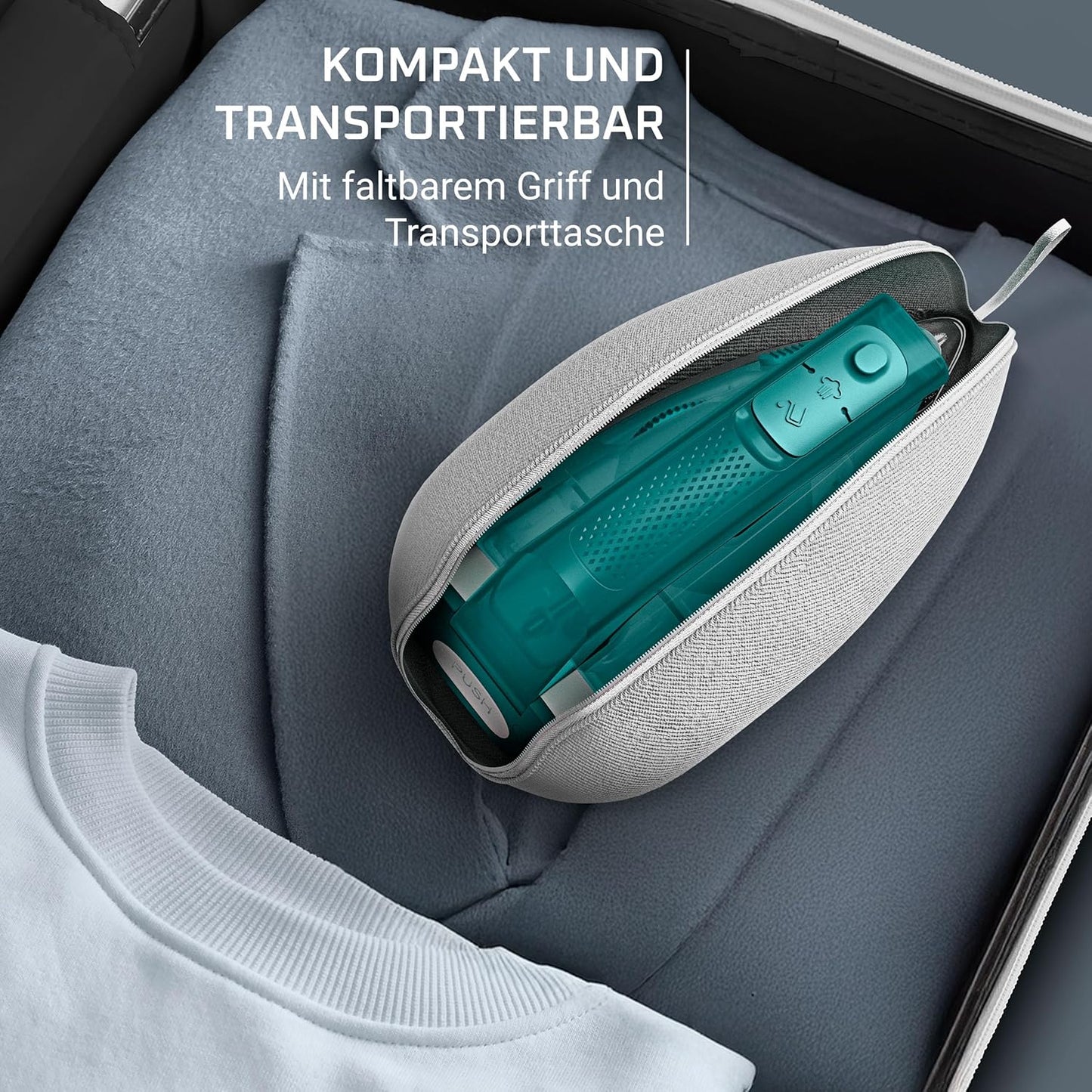 Klappbares Reise-Dampfbügeleisen, Reise / Weiss Petrol