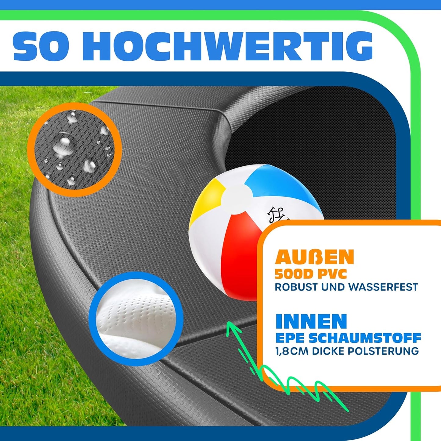 Trampolin-Randabdeckung, Anthrazit 427 cm
