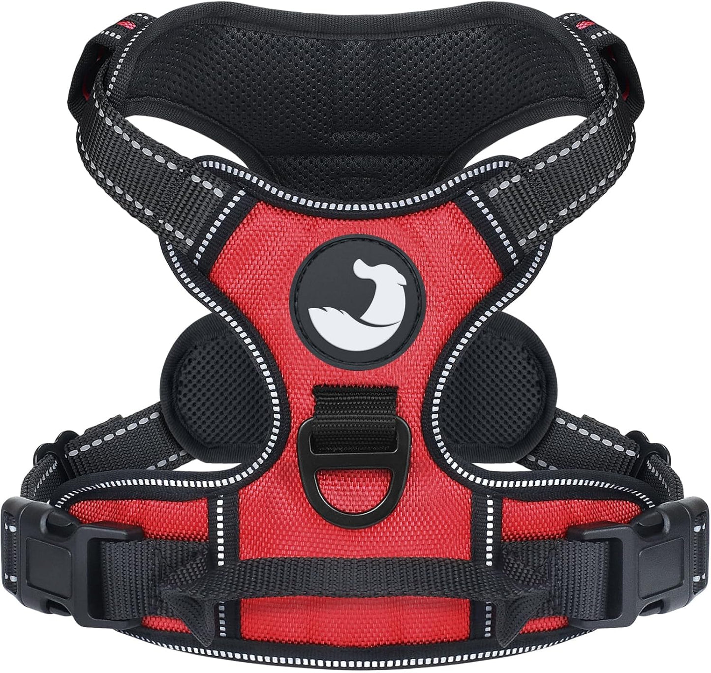 Reflektierendes Hundegeschirr mit Griff, verstellbar, M (1er Pack) Rot