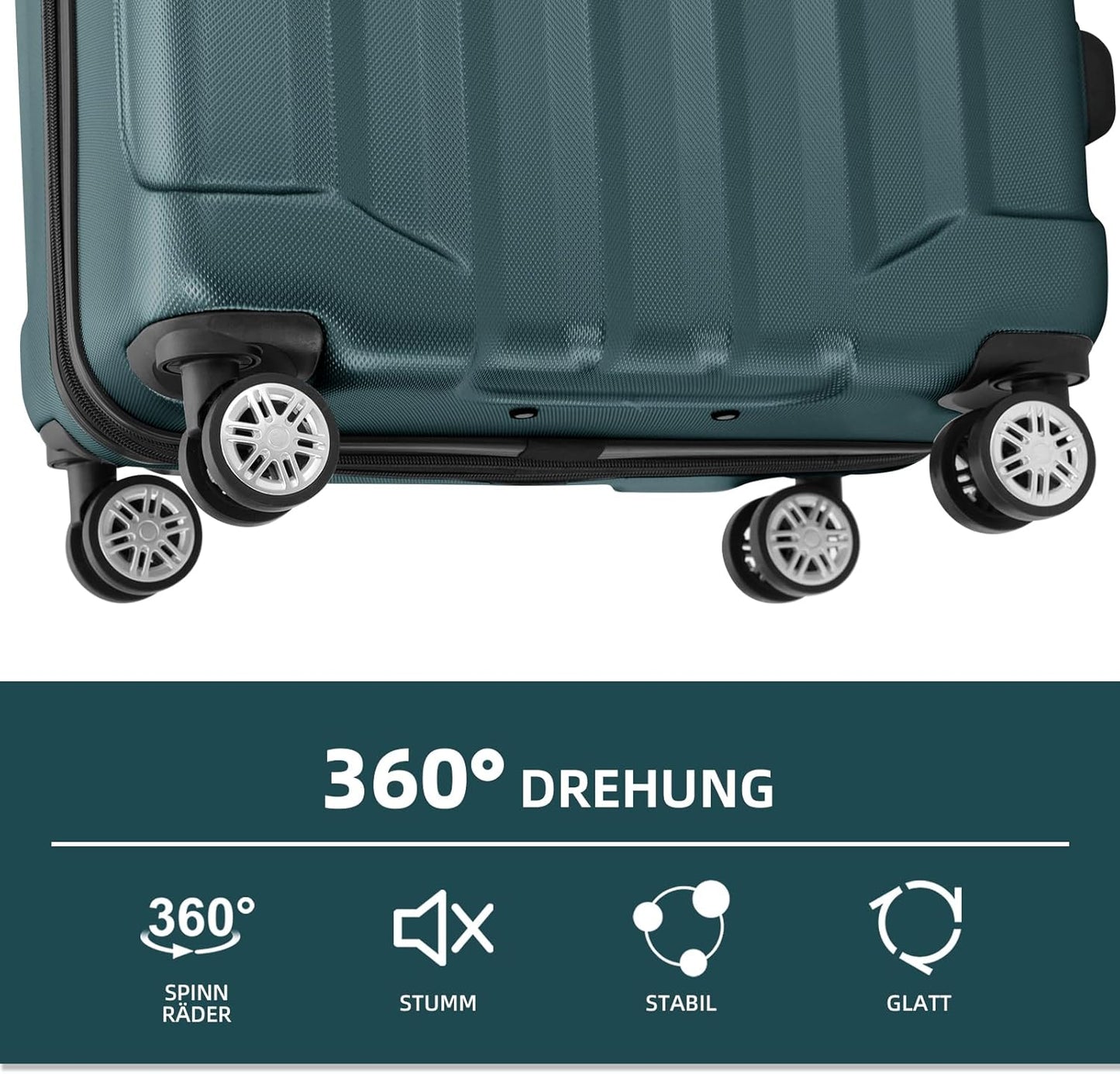 3-teiliges Trolley-Reisekofferset, Dunkelgreen