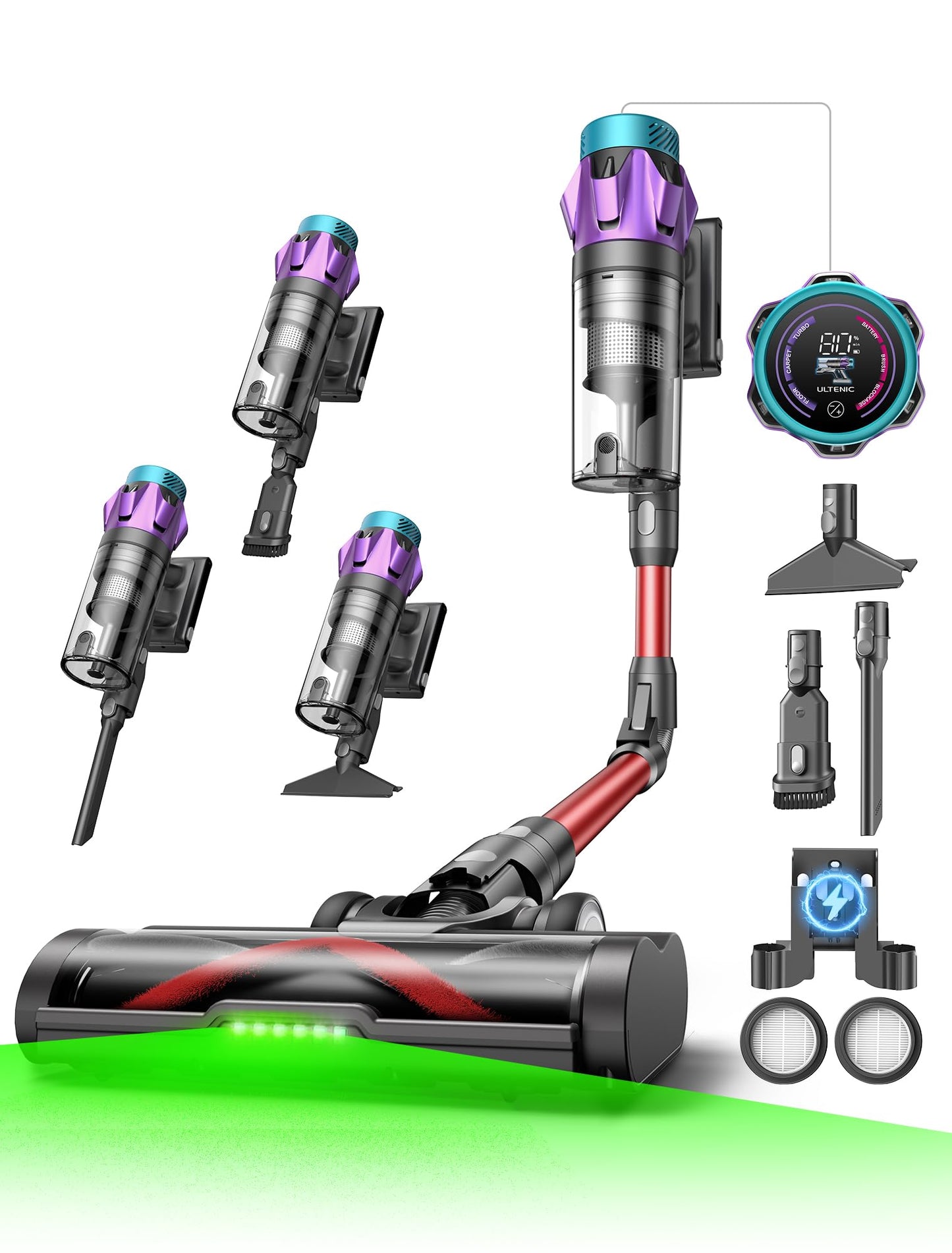 U18 Pro Akkustaubsauger mit Multi-Zyklon-Filtration, Rot