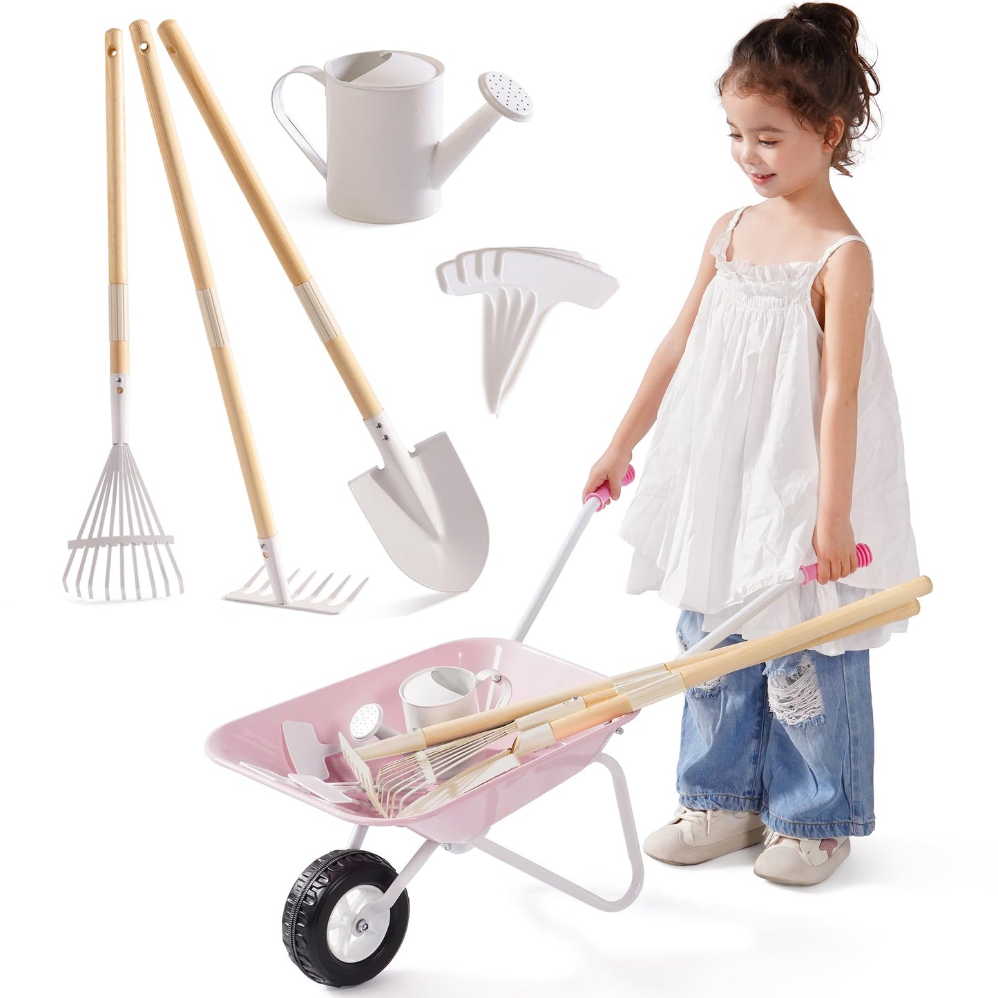 Kinder-Gartenset mit Schubkarre & Werkzeugen