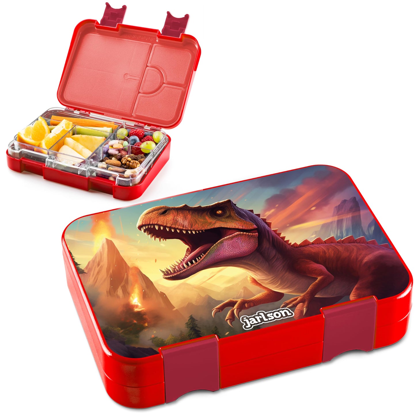Auslaufsichere Bento Lunchbox mit Trennfächern Toni, Dinosaurier 2.0
