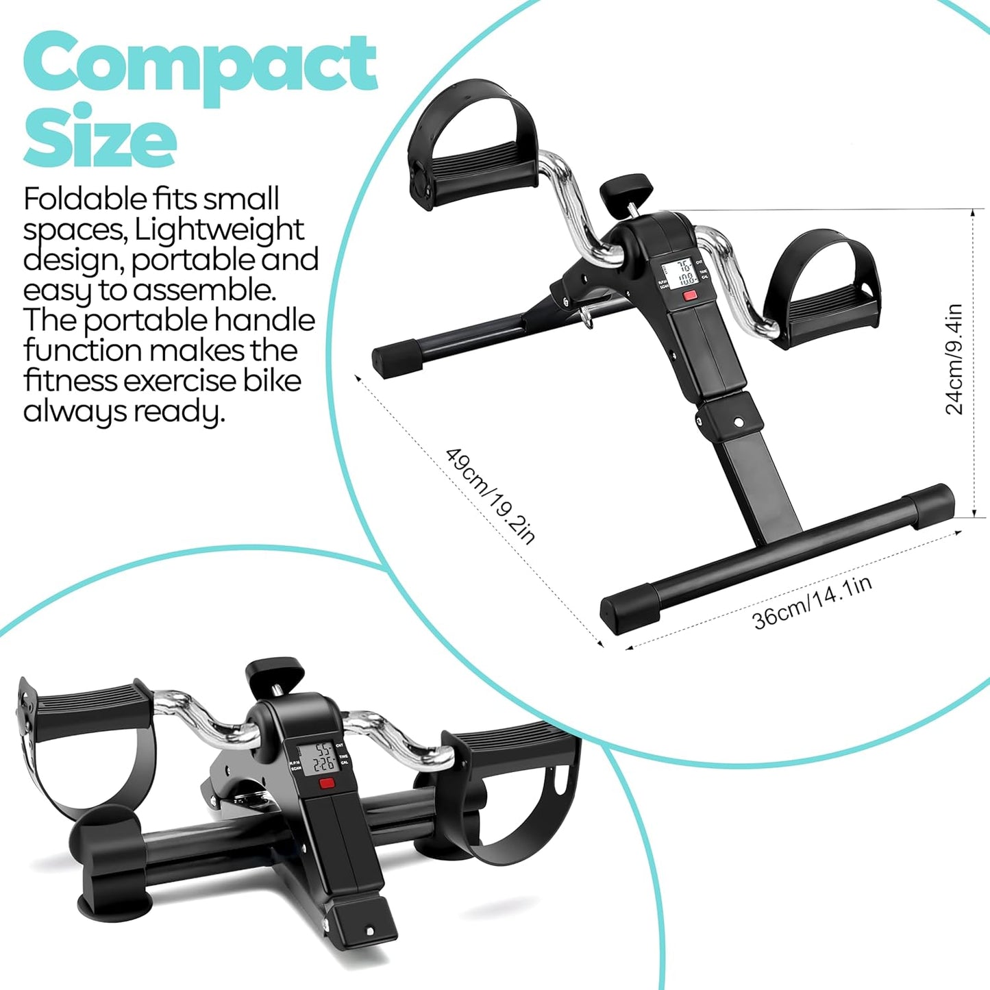 PED2 Mini-Heimtrainer für Arme und Beine, Schwarz PED2