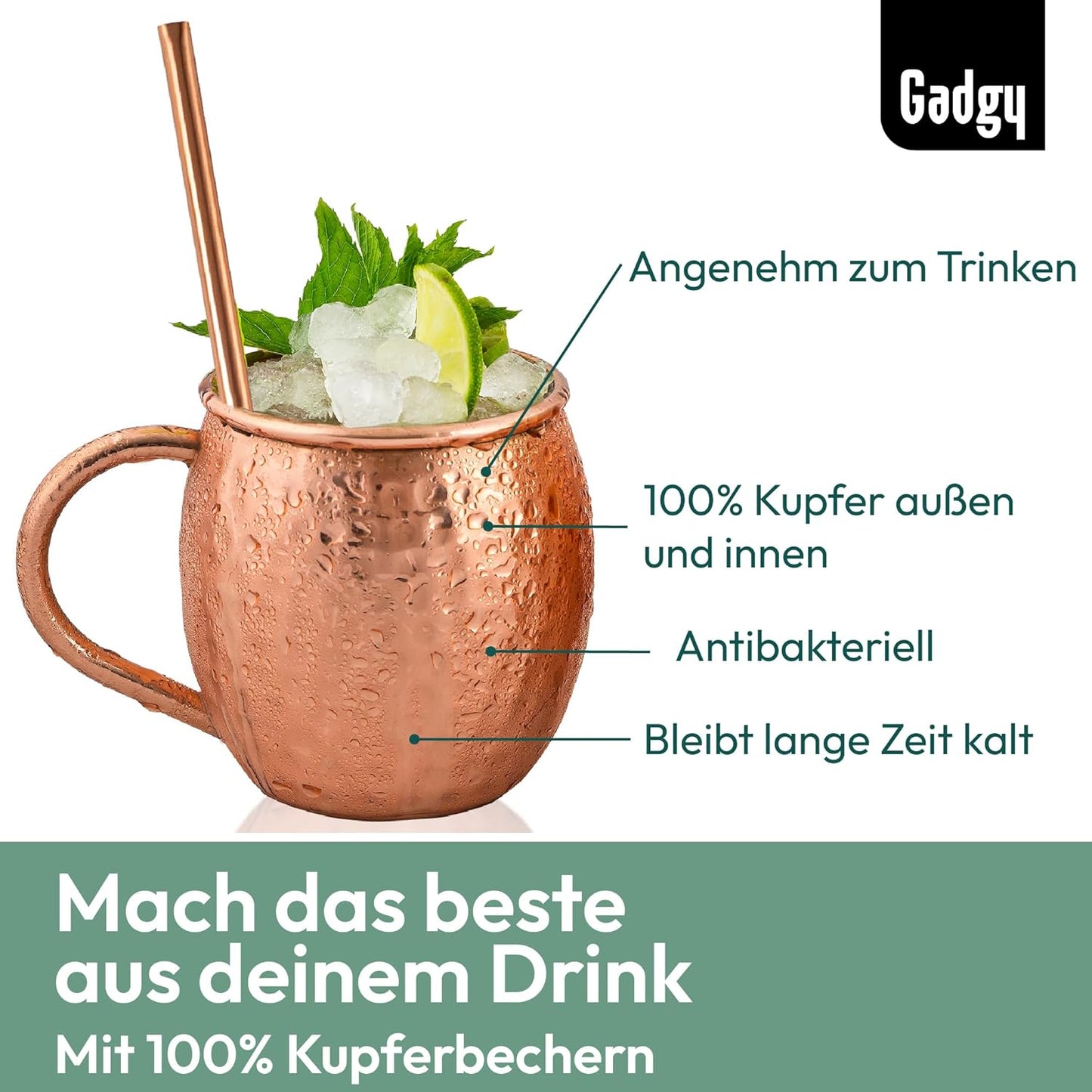 Moscow Mule Becher Set, Rich Copper