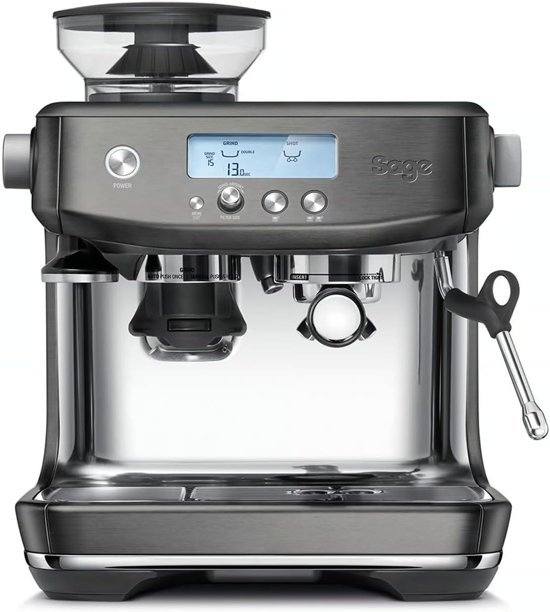 SES878 Barista Pro Kaffeemaschine mit Milchaufschäumer, Schwarzer Edelstahl, Single