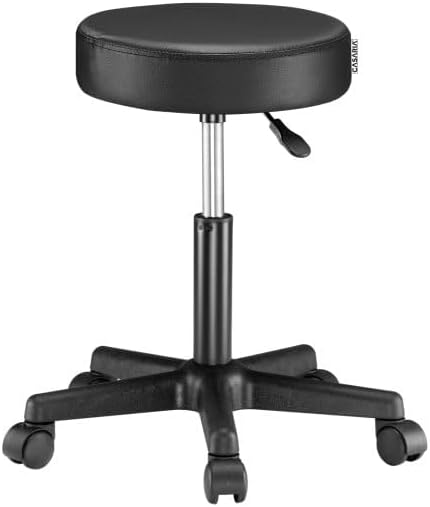 Höhenverstellbarer Drehhocker mit Rollen, 1 Schwarz