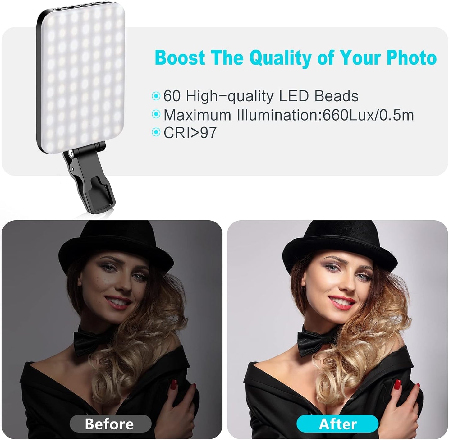Selfie-Licht mit 10-stufiger Helligkeit und 7 Modi
