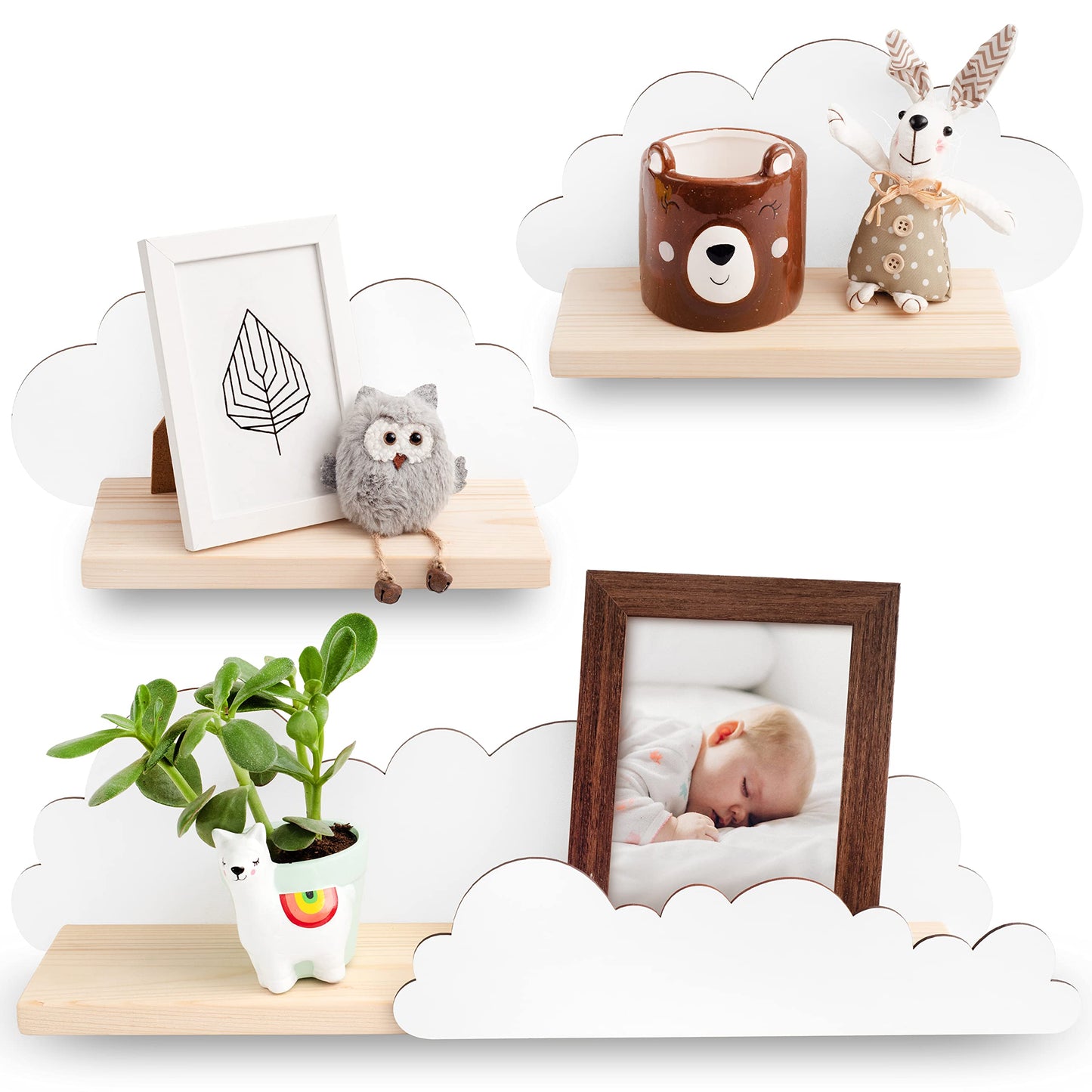 Wolkenförmige Wandregale für Kinderzimmer (3er Set)