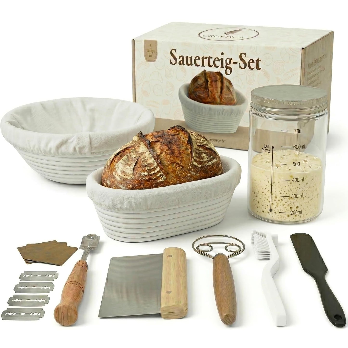 Sauerteig-Starter-Set mit Gärkörbchen