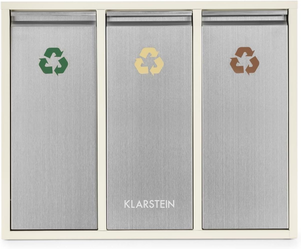 Mülltrennsystem - Ordnungshüter 3, 45 Liter creme-silber