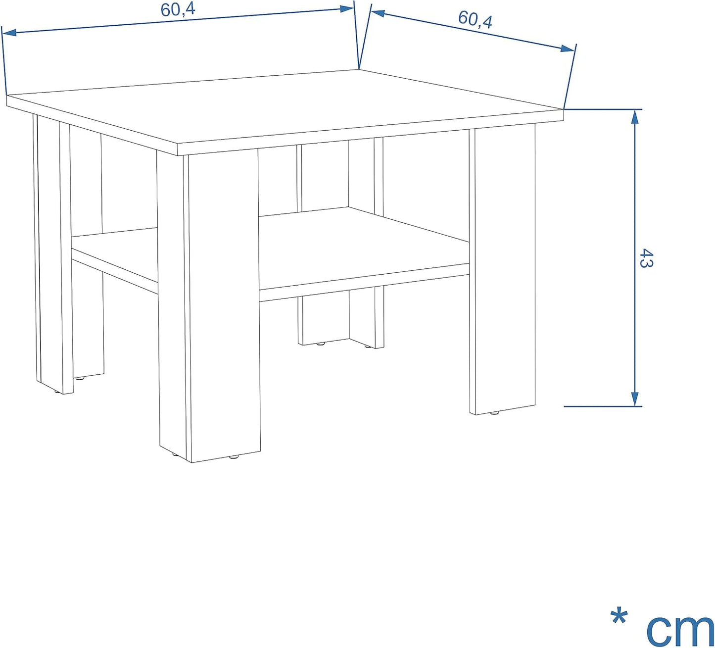Moderner Beton-Couchtisch (60 x 60 cm), 60 x 60 x 43 cm Beton
