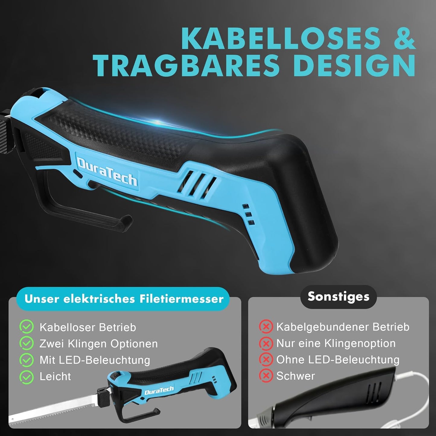 Kabelloses Elektromesser mit Edelstahlklingen