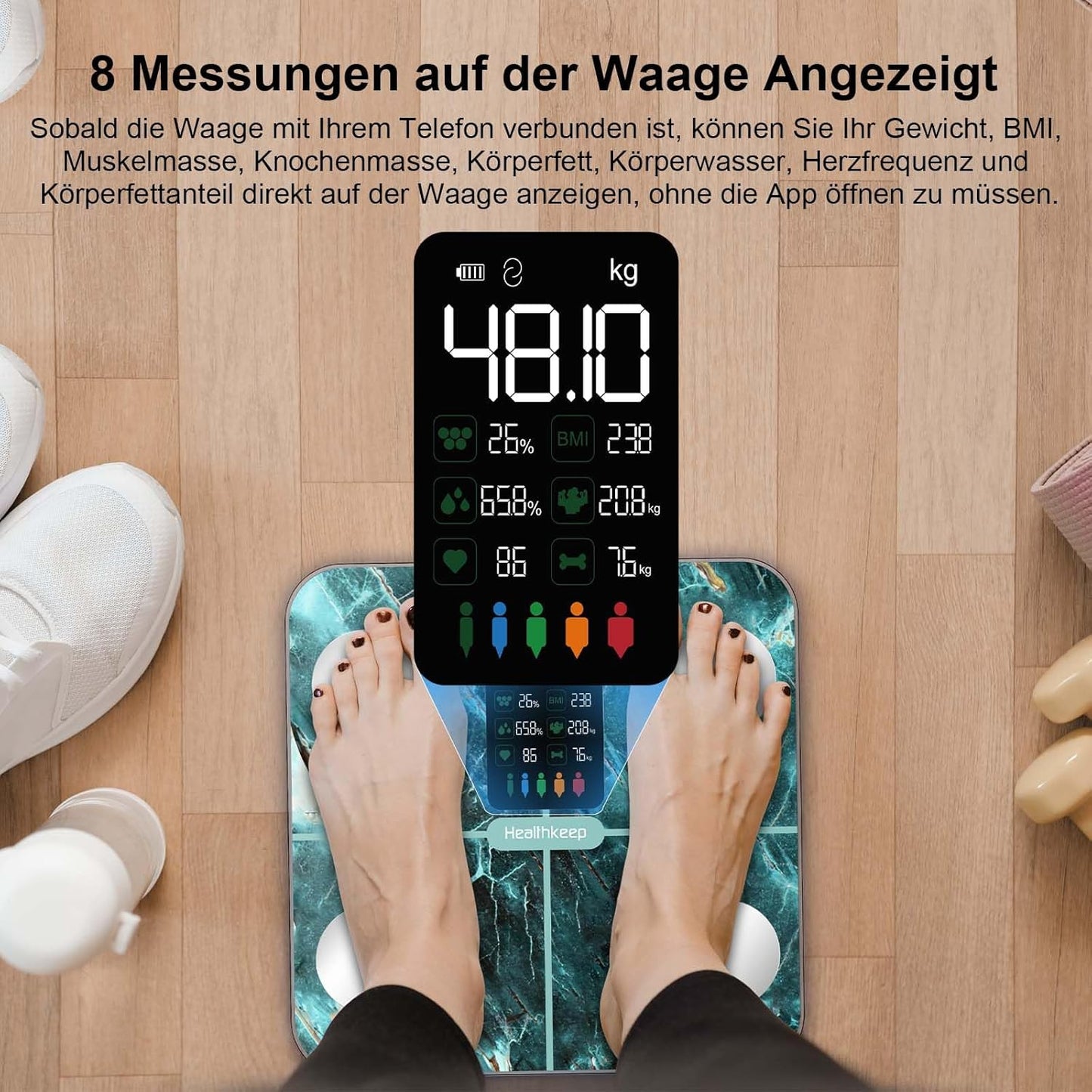 Körperanalysewaage, 280 Marmorgrün