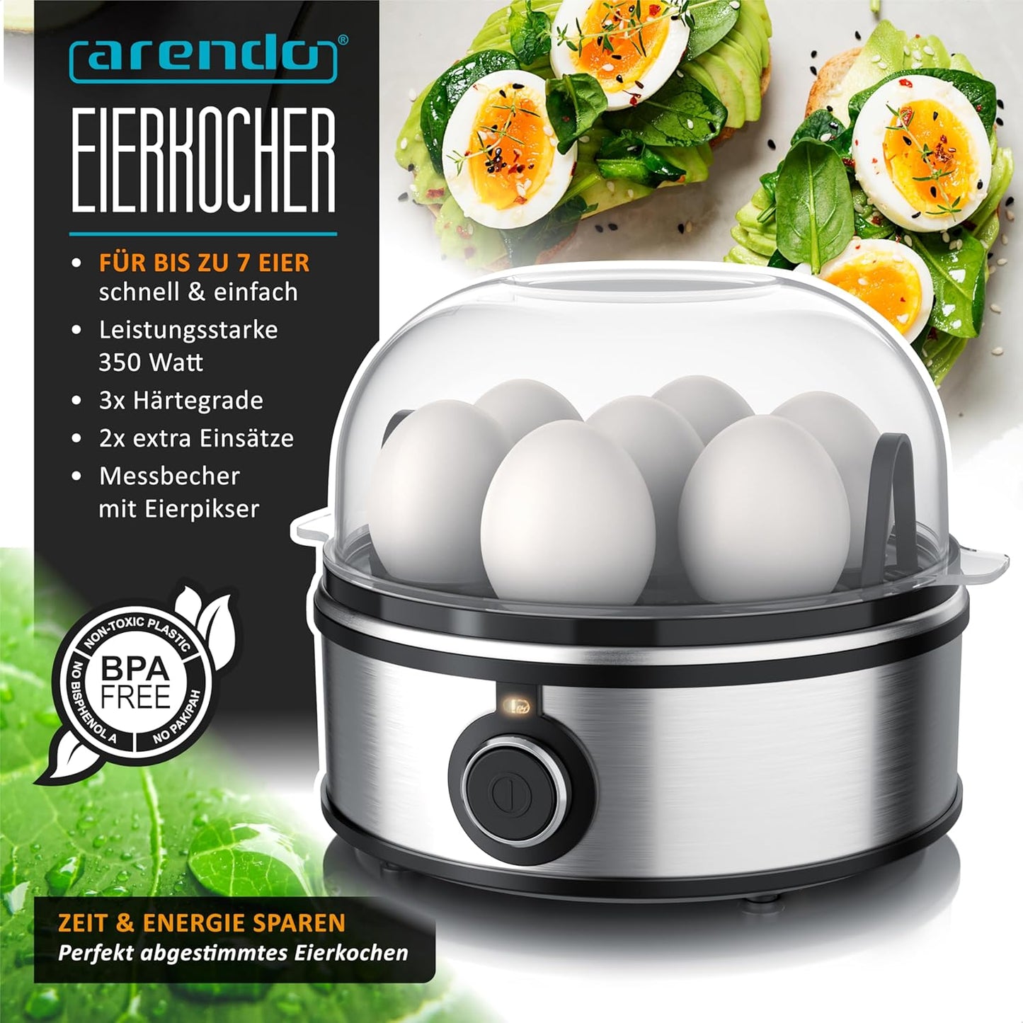 Eierkocher Sevencook 2 mit Pochier- und Omelette-Einsatz, C: Silber