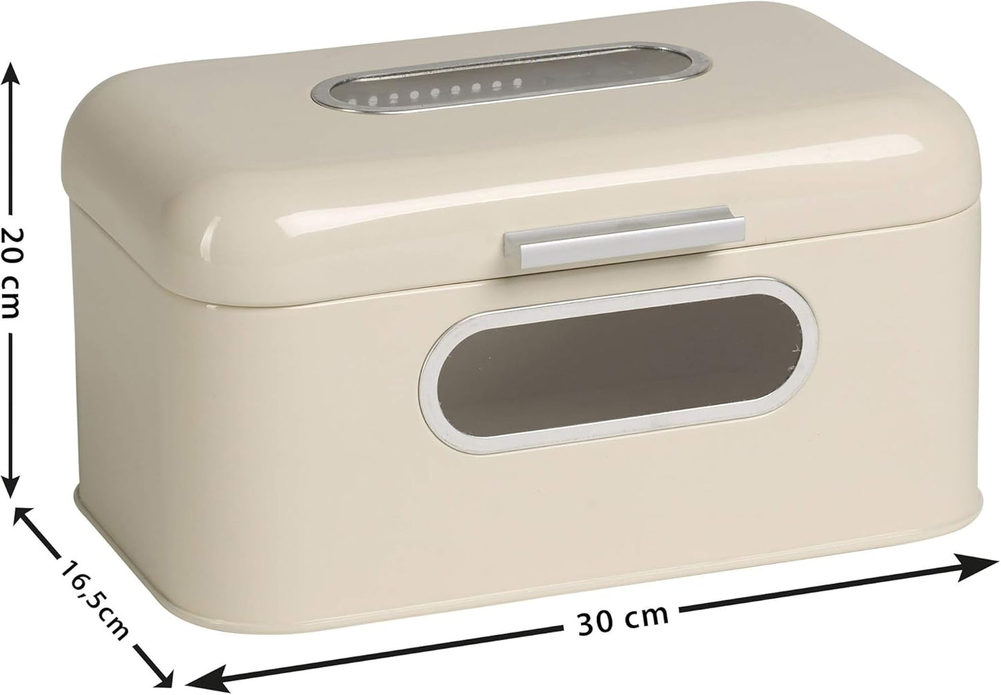Retro-Brotkasten mit Sichtfenster, platzsparend, Creme S-Single Window Single