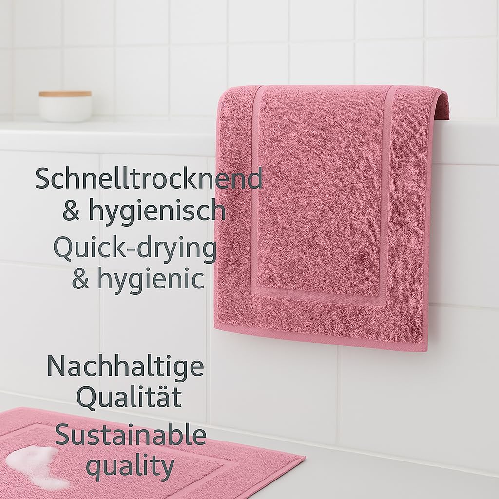 2er-Set Badematten, 50x70 cm, 2x Badvorleger Altrosa