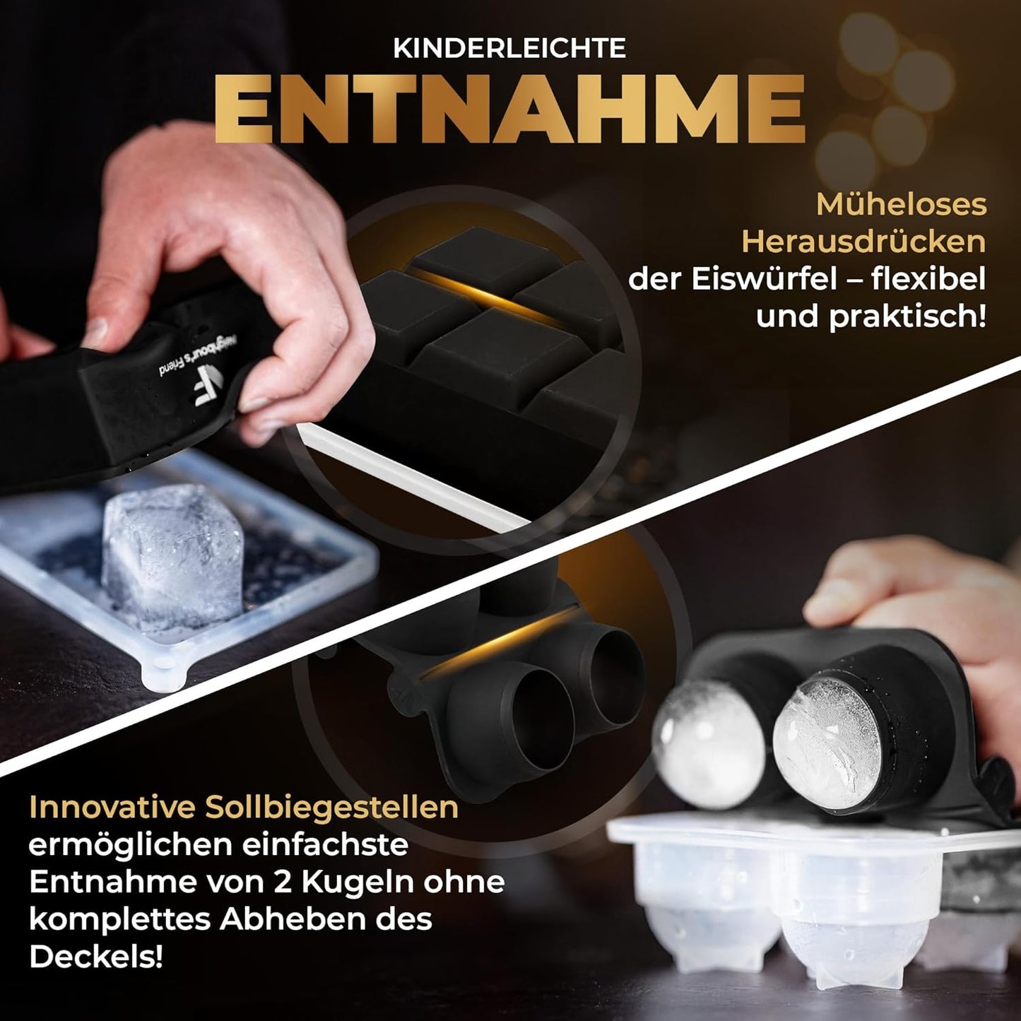Eiskugel- und Eiswürfelform Set, 1x Eiswürfelform + 1x Eiskugelform