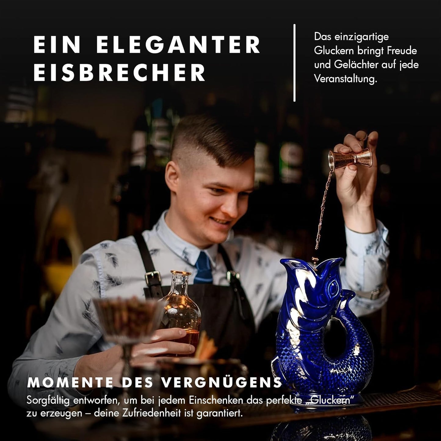 Keramikkaraffe in Fischform mit Gluckergeräuschen